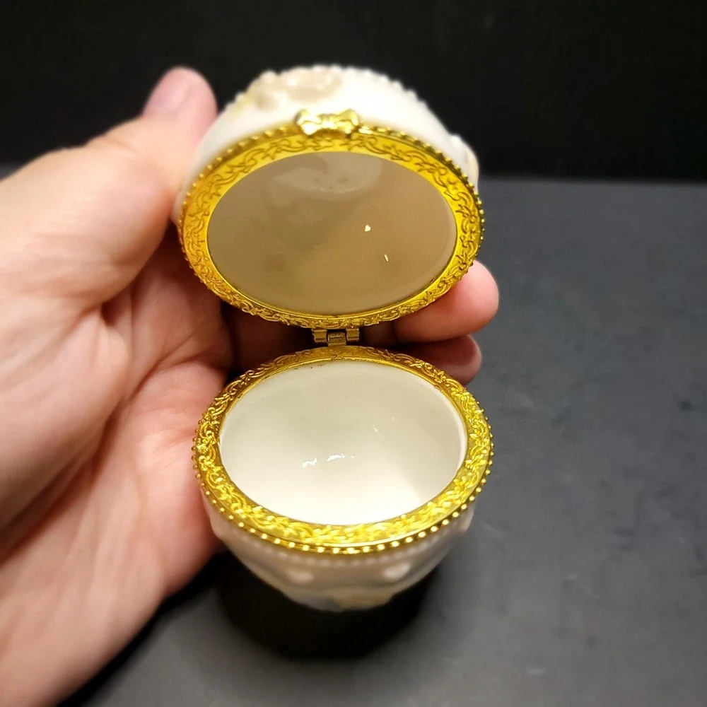 Fine Porcelain Baby Shower Hinged Trinket Box Baby Boy